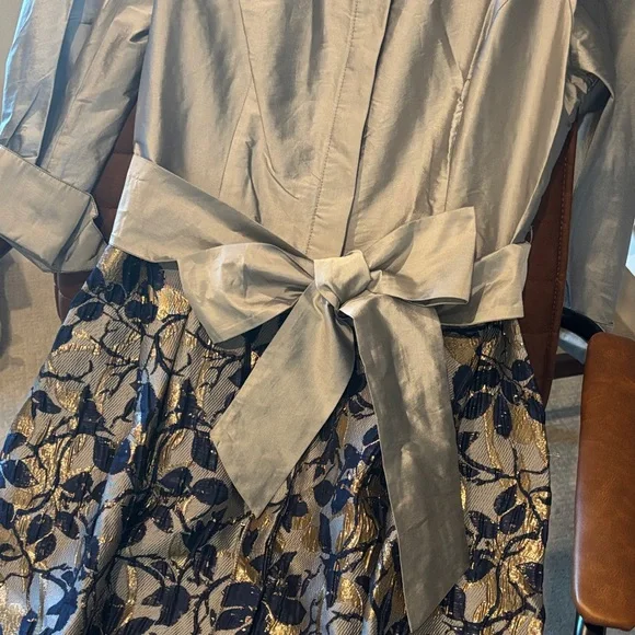 NWT Rickie Freeman Teri Jon taffeta floral front-button cocktail dress, Size 8 - Picture 13 of 15